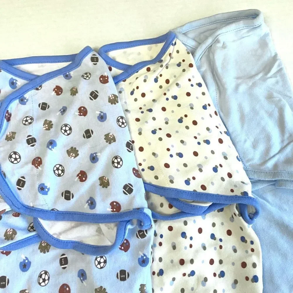 SwaddleMe Summer Infant Bundle Blue Boys Sports Size Small Medium 0-3mo 7-14 lbs